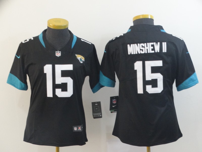 Women's Jacksonville Jaguars #15 Gardner Minshew II Black Vapor Untouchable Stitched NFL Jersey(Run Small)